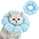 Halskrause Katze Größen S, Leckschutz Katze, Weich Halskragen für Katzen Kleiner Hunde Nach Operation, Blau Sonnenblume Halskrause, Elisabethanischer Kragen