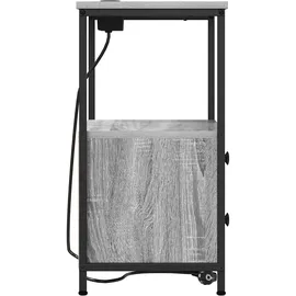 vidaXL Nachttisch mit Ladestation Grau Sonoma Holzwerkstoff