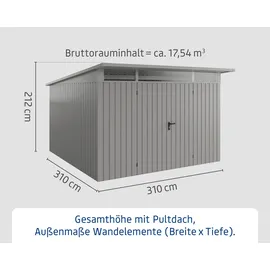 Hörmann EcoStar Gerätehaus 3,10 x 3,10 m Graualuminium