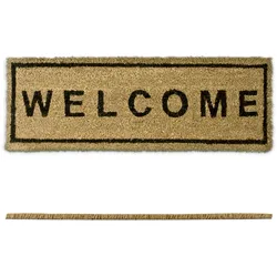 Relaxdays Fußmatte WELCOME, BxT: 75x25 cm, Kokosfaser mit rutschfester PVC-Unterlage, Schmutzfangmatte, braun