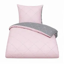 Davos Biber Geometrisch Grau/Rosa 155 x 220 cm + 80 x 80 cm