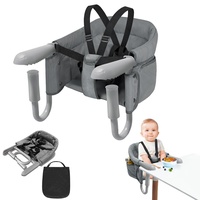 ACXIN Tischsitz Babysitz, Hochstuhl inkl. Transporttasche, Hochwertiger Kinderhochstuhl, Mobiler Hochstuhl für Restaurants, Reise & Co, Belastbar bis 15 kg (Grau)