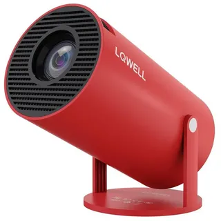 lqwell LQWELL® Mini Projektor, unterstützt WiFi 5G, BT5.0 mit 11.0 Android OS, Automatische Trapezkorrektur, 220-Grad-Winkel, 130-Zoll-Display für Phone/PC/Lap/Xbox/Stick, 4K Heimkino, hdmi, Rot