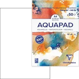 Clairefontaine Aquarellblock Goldline Aquapad A4 geleimt, 50 Blatt weiß 300g, mittlere Körnung