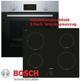 Herd Set Induktion Autark Bosch Einbau Backofen mit Teleskop und Kochfeld 60 cm