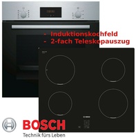 Herd Set Induktion Autark Bosch Einbau Backofen mit Teleskop und Kochfeld 60 cm