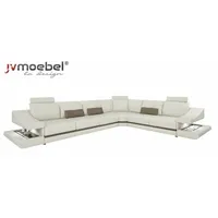JVmoebel Ecksofa Wohnzimmer Schlafsofa Sofas Couchs Möbel Leder L-Form Weiß, Made in Europa weiß
