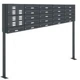 AL Briefkastensysteme 21 Fach Premium Standbriefkasten Anthrazit inkl. Zeitungsfach