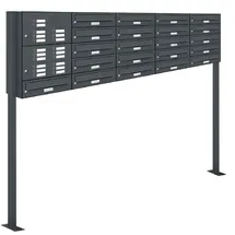 AL Briefkastensysteme 21 Fach Premium Standbriefkasten Anthrazit inkl. Zeitungsfach