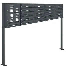 AL Briefkastensysteme 21 Fach Premium Standbriefkasten Anthrazit inkl. Zeitungsfach