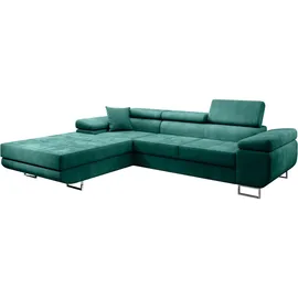 beautysofa Eckcouch Velour 2-Sitzer Grün