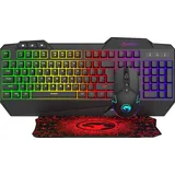 Marvo CM306, Tastatur + Maus und Mauspad-Set für Gamer, US, Gaming, Membran Typ kabelgebunden (USB), schwarz, beleuchtet