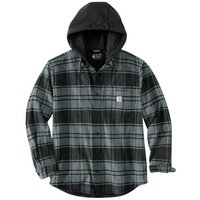 CARHARTT Flannel-Fleece, Kapuzen-Hemd/Jacke - Grau/Dunkelgrau (Elm) - XXL