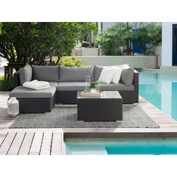 Lounge Set SANO PE Rattan Schwarz Linksseitig