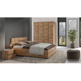 OTTO home Schlafzimmer-Set OTTO HOME "Cross, moderne, grifflose Optik, FSC-zertifiziert", braun (wotan eiche), 4trg. Schrank + ohne Matratze, B/H: 180cm x 200cm, 4trg. Schrank, Schlafzimmermöbel-Sets, Komplettschlafzimmer-Set