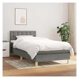 vidaXL Boxspringbett mit Matratze Dunkelgrau 100x200 cm Stoff