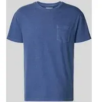 Superdry T-Shirt aus Baumwoll-Leinen-Mix mit Brusttasche, Blau, S