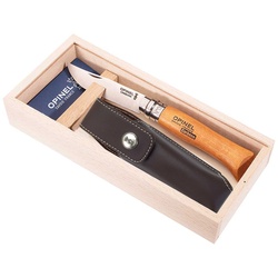 OPINEL Geschenk Set Messer No. 8 + Etui - Klappmesser Taschenmesser Carbon Stahl