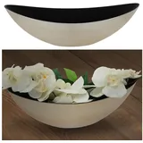 Cepewa Dekoschale │ 34x11,3x11cm Kunststoff Champagner schwarz │ Pflanzschale in Bootsform (1 x oval Champagner schwarz
