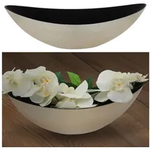 Cepewa Dekoschale │ 34x11,3x11cm Kunststoff Champagner schwarz │ Pflanzschale in Bootsform (1 x oval Champagner schwarz