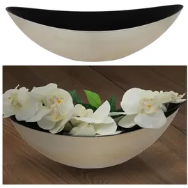 Cepewa Dekoschale │ 34x11,3x11cm Kunststoff Champagner schwarz │ Pflanzschale in Bootsform (1 x oval Champagner schwarz