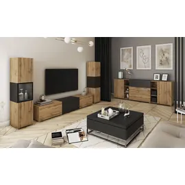 INOSIGN Wohnwand »BERLIN III, Vitrine Türschlag links/rechts wechselbar« Komplett-Set, 3 Stk. tlg., schwarz