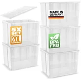 Gardissimo 5er-Set Aufbewahrungsbox Kunststoff Klarsichtbox Belüftung 20L