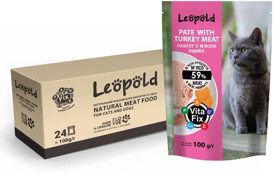 Leopold Fleischpastete mit Pute für Katzen 24x100g (Rabatt für Stammkunden 3%)