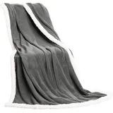 CELINATEX Kuscheldecke XXL 200 x 220 cm grau Wohndecke Lammfell Optik Mikrofaserdecke Sofadecke