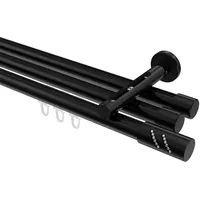 Interdeco GARDINENSTANGE INNENLAUF Siteno Zoena 480 cm (geteilt in 3 x 160 cm), 3-läufig, 20 mm Ø Schwarz