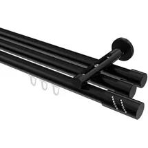 Interdeco GARDINENSTANGE INNENLAUF Siteno Zoena 480 cm (geteilt in 3 x 160 cm), 3-läufig, 20 mm Ø Schwarz