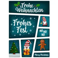 Trendaffe Weihnachten Kühlschrankmagnete im 8er Set im Comic Stil