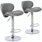 Svita Retro Barhocker Mit Lehne 2er Set Höhenverstellbar Metall Standfuß Barstuhl Kunstleder Grau