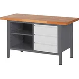Stier Höhenverstellbare Werkbank Premium mit 3 Schubladen und einem offenen Fach BxTxH 1500x700x840-1040mm