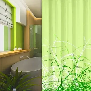 KS Handel 24 Textil DUSCHVORHANG GRÄSER Design 240x180 cm INKL. Ringe GRÜN HELLGRÜN 240 x 180! Shower Curtain Green!