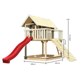 Karibu Stelzenhaus Fidel mit Satteldach 1,5 m Rot