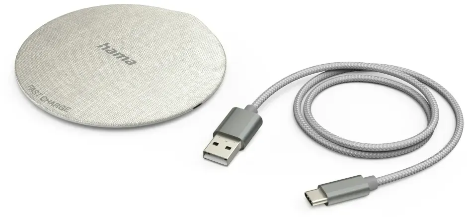 Hama QI-FC10 Metal Handy, Smartphone Cremefarben, Grau USB Kabelloses Aufladen Schnellladung Drinnen