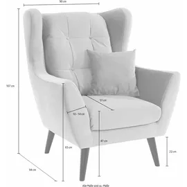 Home Affaire Ohrensessel "Hemmink, Sessel, Loungesessel", rosa (altrosa, bordeaux), B:90cm H:107cm T:94cm, Struktur (94% Polyester, 6% Polyacryl);Samtvelours (100% Polyester);Luxus-Microfaser (100% Polyester), Sessel, Ohrensessel, mit Knopfheftung