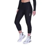 TCA Damen 3/4 gepolsterte Radhose mit hohem Bund. atmungsaktiv. mit Taschen. Schwarz, XS