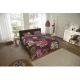 DESCANSO Wendebettwäsche »Simone«, Mako Satin, 135x200, Biese, Reißverschluss, Wende, Blumen, Bordeaux rot