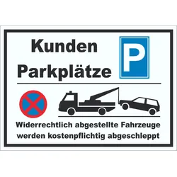 Kundenparkplätze Aufkleber Widerrechtlich abgestellt Fahrzeuge w. abgeschleppt A7 (74x105mm)