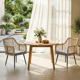 Outsunny Gartenstuhl 2er Set Gartenstuhl 54 x 65 x 80 cm grau/silber wetterfest mit Armlehne