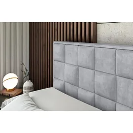 altdecor Boxspringbett ZAFIRA-BZ KING - 160 x 200 - H3/H4 - Hellgrau