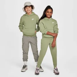 Nike Kinder Kapuzenpullover Club Fleece Big Kids Hoodie FD3000-386 137-147 - Oil Green/White - 137-147