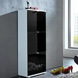 Lomadox Schuhschrank DETROIT-01 Hochglanz schwarz, weiß, für 12 Paar Schuhe, B x H x T ca. 53 x 132 x 30cm