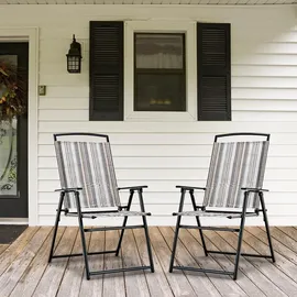 Costway Hochlehner Gartenstuhl 61,5 x 61,5 x 92 cm grau 2 St.
