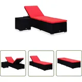 The Living Store - Sonnenliege Mit Auflage Und Teetisch Poly Rattan Rot - Sonnenliege - Gartenmöbel - Lounge Möbel - Rattan Möbel - Outdoor Möbel
