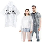 CZNBZIU 10 Regenponcho Einweg Set Einmal Regencape Mit Kapuze Erwachsene Notfallponcho Herren