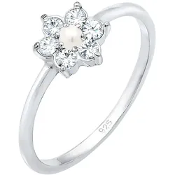 Elli PREMIUM Blume Bride Synthetische Perle 925 Silber 54 Damen 