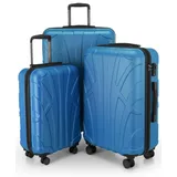Suitline Hartschalen-Trolley S1, 4 Rollen, Kofferset 3-tlg Koffer, Trolleys TSA blau